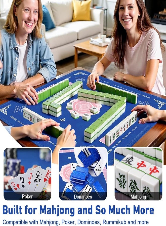 Kabeyoe Mahjong Mat for Table, 31.5''x31.5'' Mahjong Mat with Rules, Non-Slip, Noise Reduction, Waterproof, American Mahjong Tile Mat, Mahjong Mats with Carry Bag - Image 3